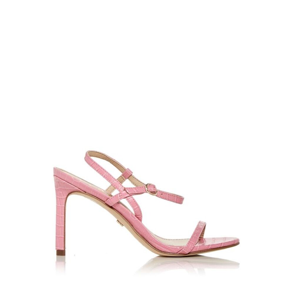 NWT SAM EDELMAN Womens Pink Crocodile Doran Toe Stiletto Slingback Sandal 7 M